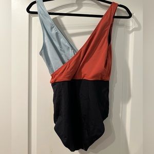 Solid and stripped multicolored bathing suit